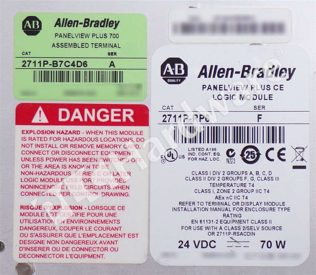 Allen Bradley 2711P-B7C4D6 /A PanelView Plus CE 700 6.5