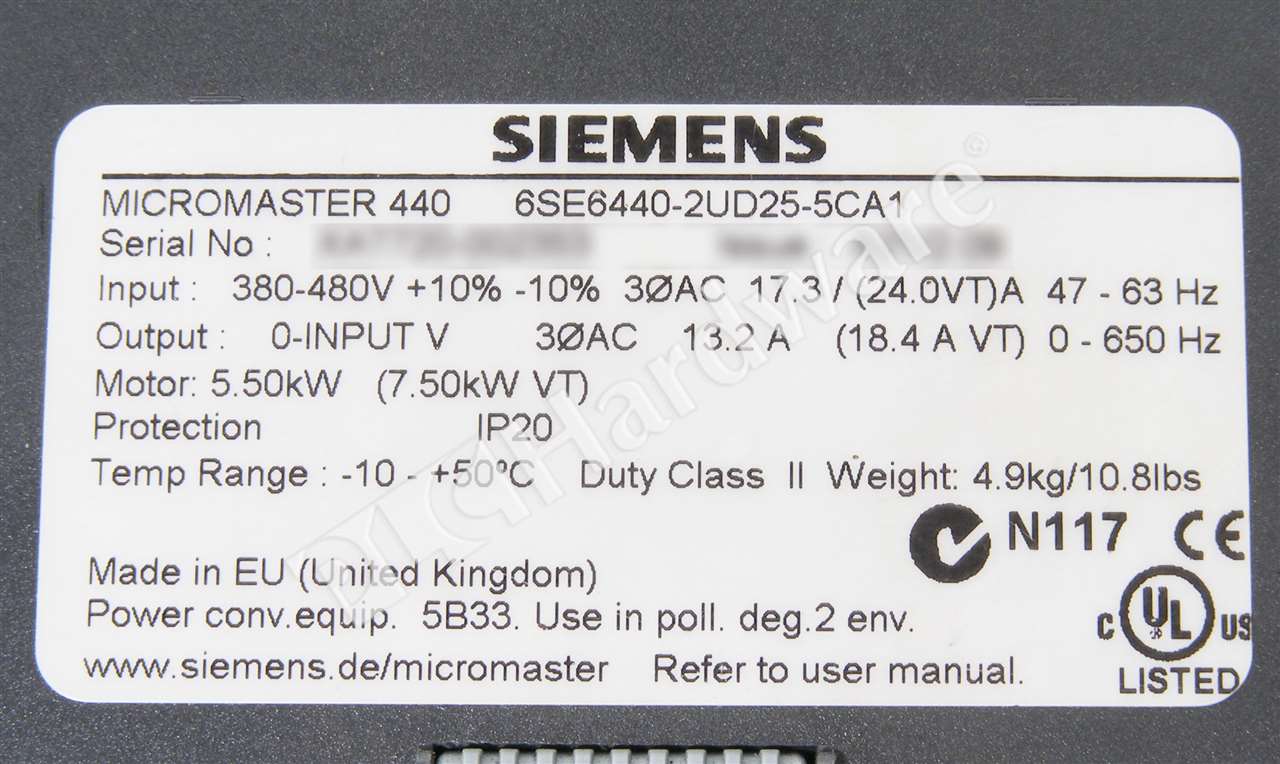 Variateur De Fréquence Siemens Micromaster 440 - Réf. 6SE6440-2UD25-5CA1, Neuf D'origine