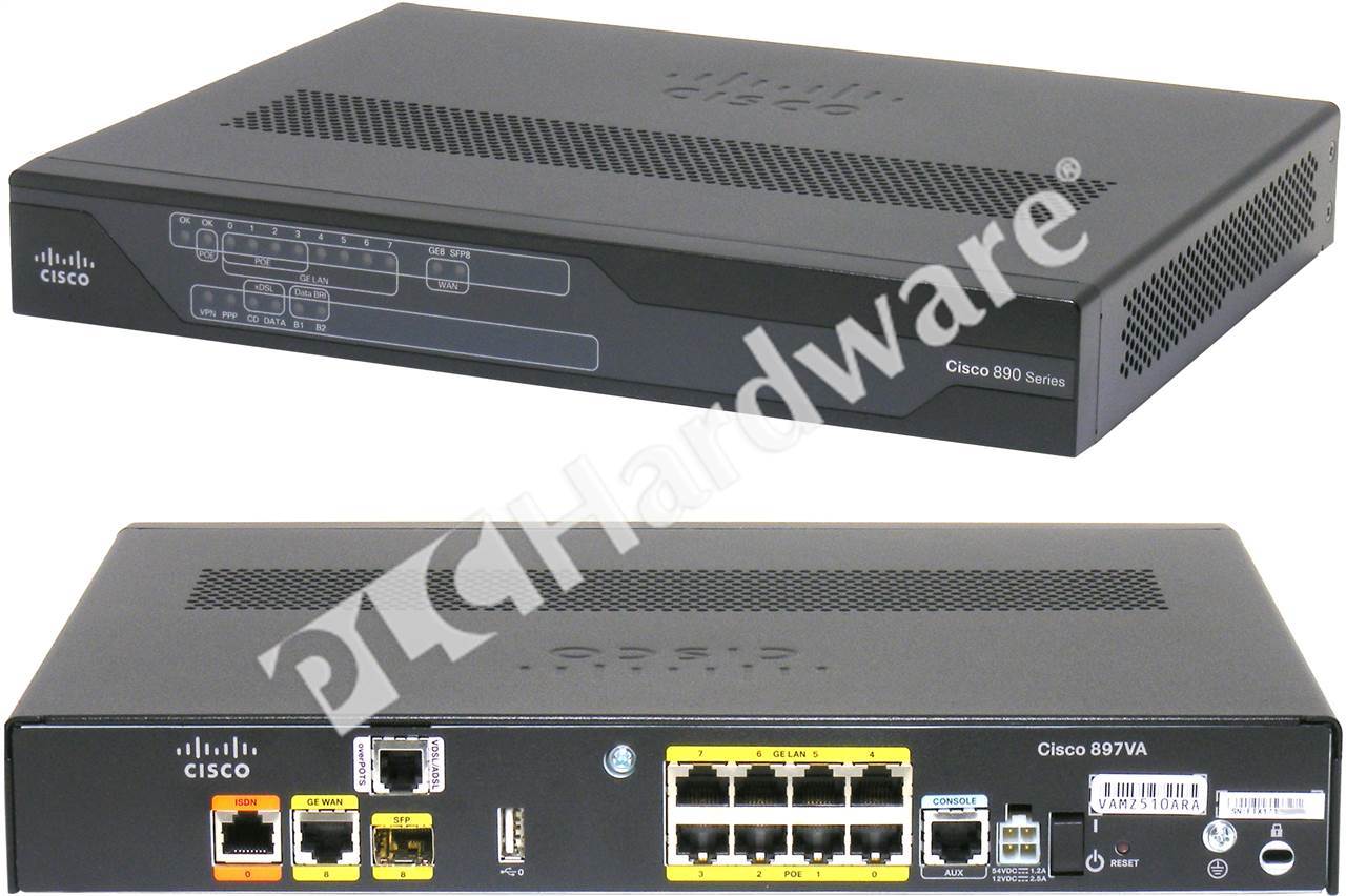 Cisco CISCO C897VA-K9 VDSL2/ADSL2 SFP WITH 800-IL-PM-4 PWR-125W-AC POE 