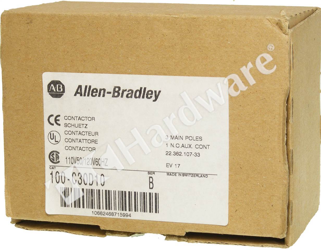 PLC Hardware - Allen Bradley 100-C30D10 Series B, Surplus Open Pre