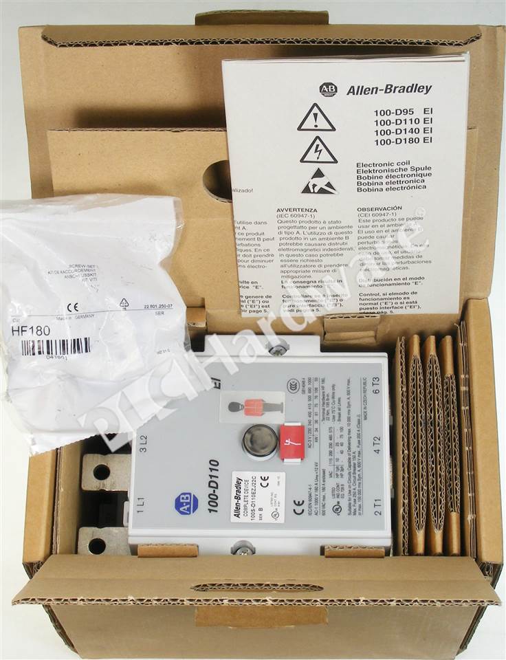 PLC Hardware: Allen-Bradley 100S-D110EZJ22C Safety Contactor, IEC, 3P, 110A