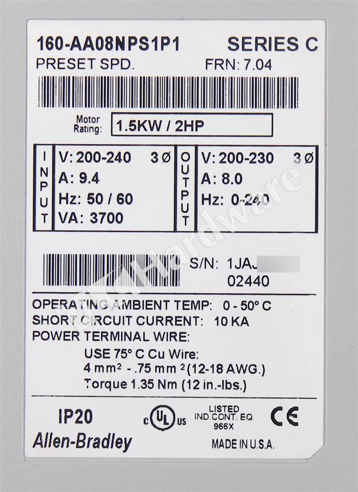160-AA08NPS1P1/C 7