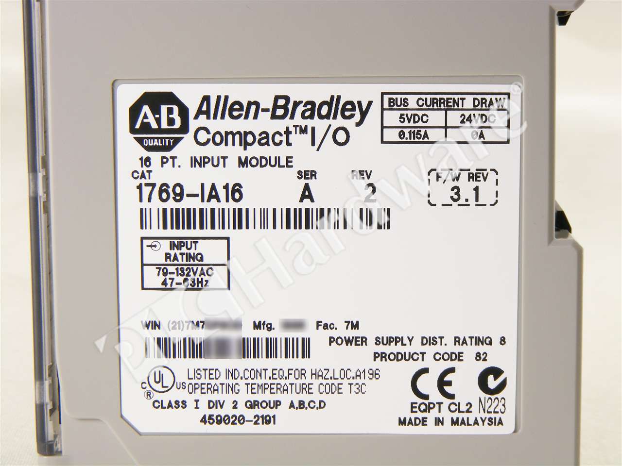 AB-1769-IA16 Input Module,CompactLogix,AC Digital,16 Point 79-132VAC US STOCK