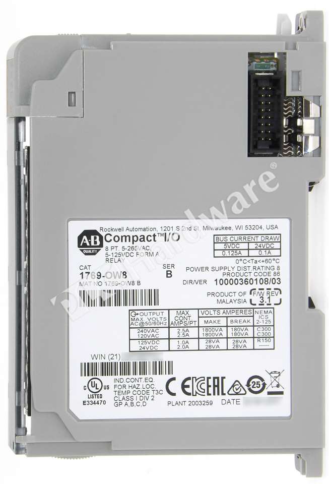 PLC Hardware: Allen-Bradley 1769-OW8 CompactLogix Relay Output