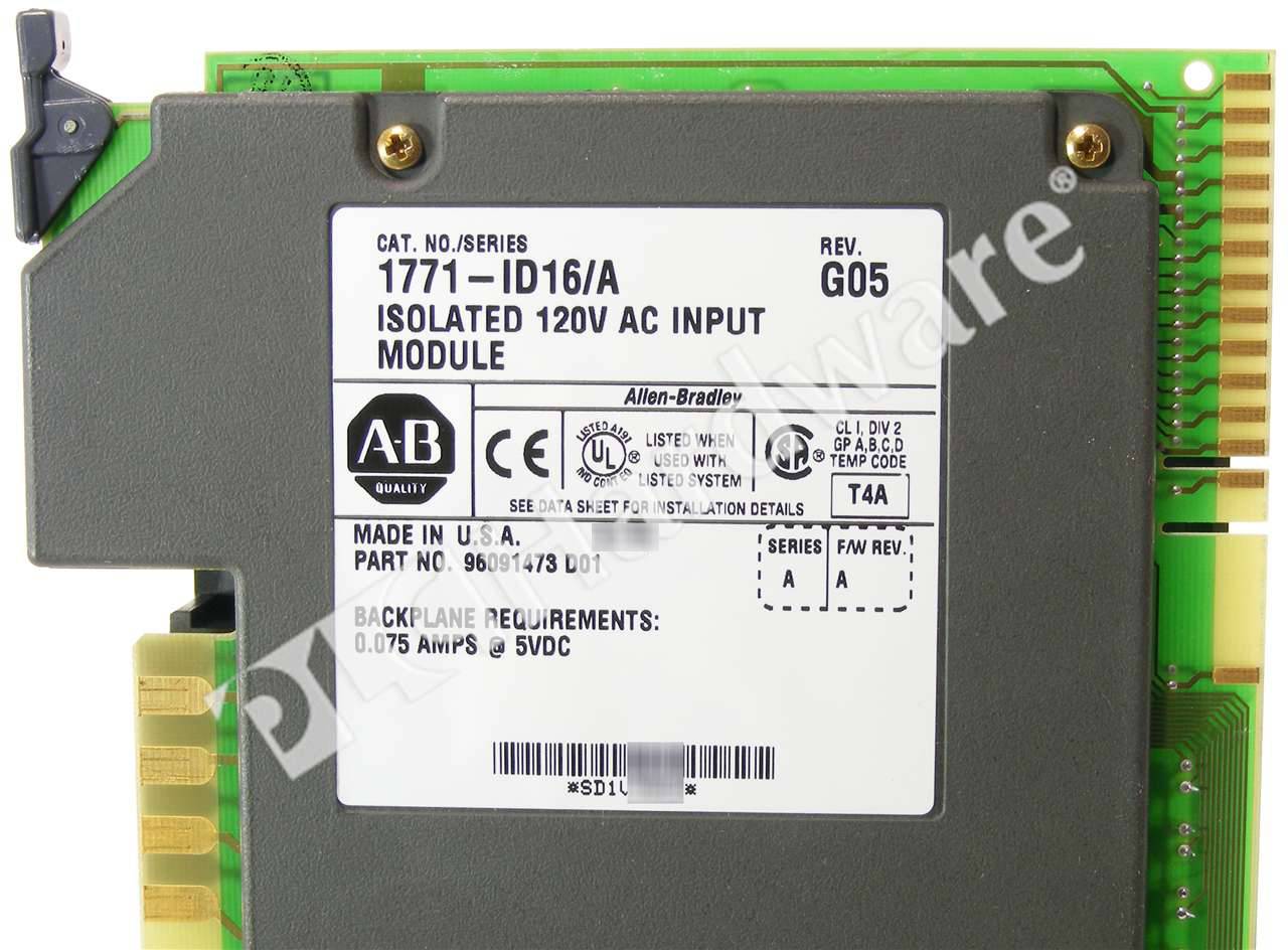 PLC Hardware: Allen-Bradley 1771-ID16 PLC-5 Isolated Input 120V AC 