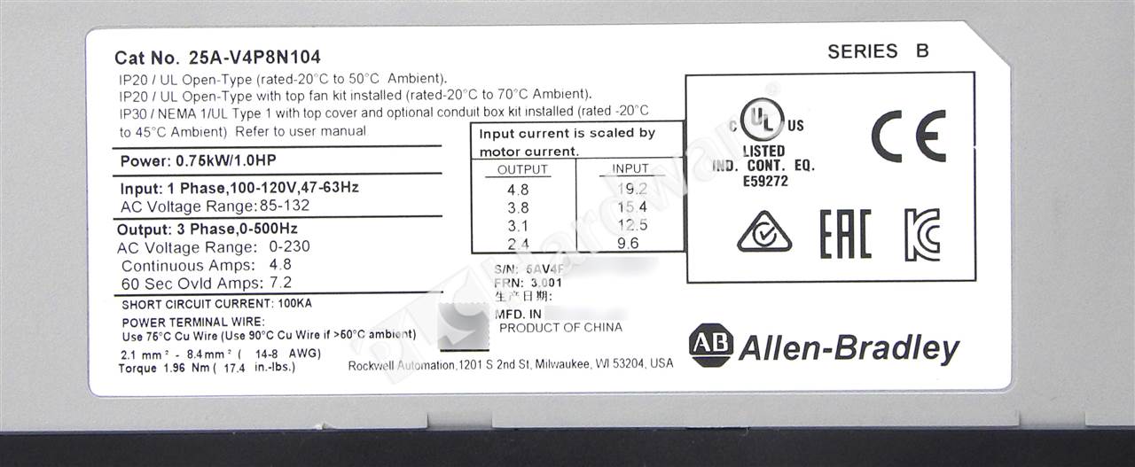 25A-V4P8N104/B 8