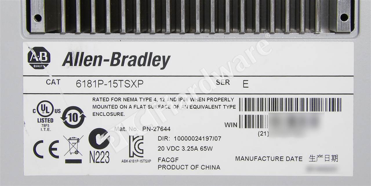 PLC Hardware - Allen Bradley 6181P-15TSXP Series E, Surplus PLCH Pre-owned