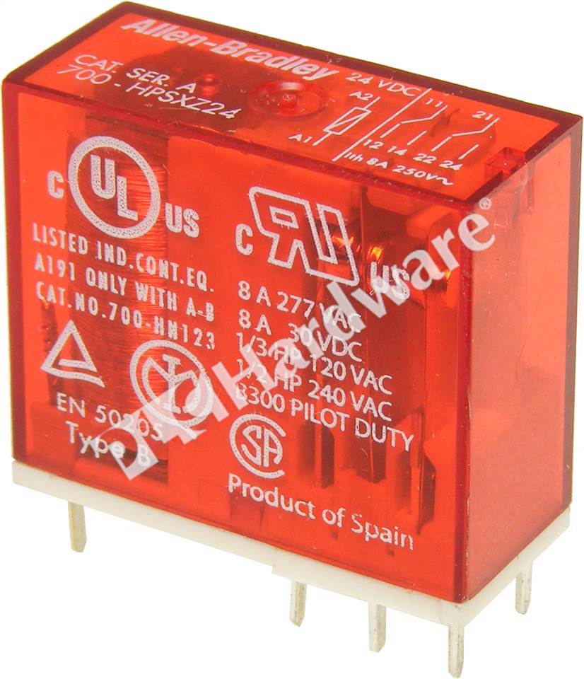 PLC Hardware: Allen-Bradley 700-HPSXZ24 Safety Control Relay, 2P
