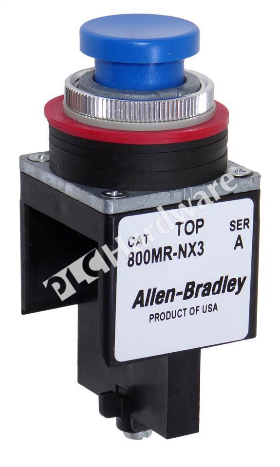 PLC Hardware: Allen-Bradley 800MR-NX3 Small Round Push Button, Blue Cap