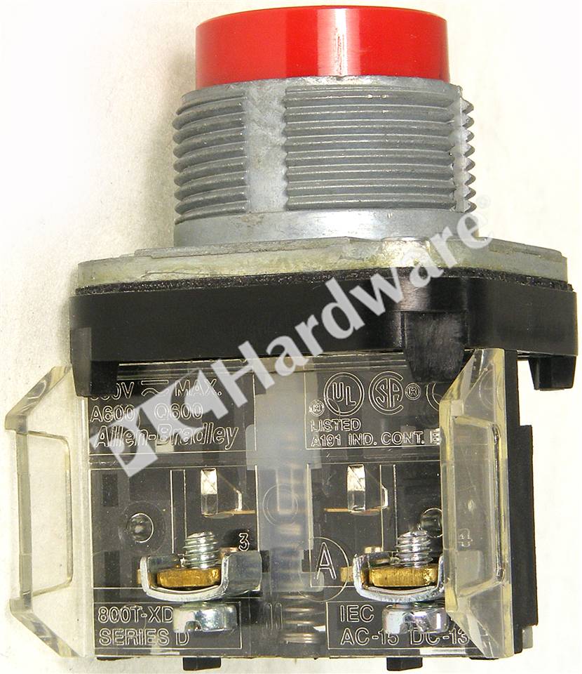 PLC Hardware: Allen-Bradley 800T-B6D1 30.5mm Push Button, Red, 1 N.O.