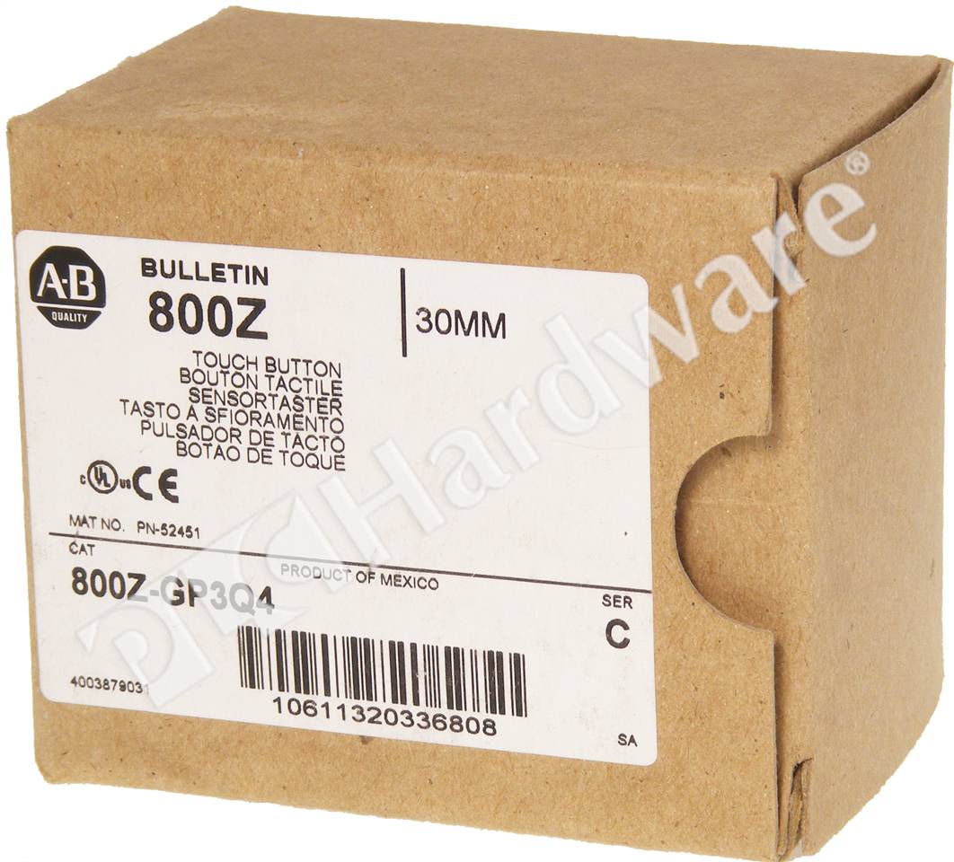 PLC Hardware: Allen-Bradley 800Z-GP3Q4 30.5mm Momentary Touch Button