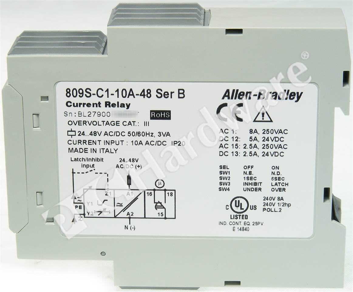 PLC Hardware Allen Bradley 809S-C1-10A-48 Series B, Surplus in Open  Packaging