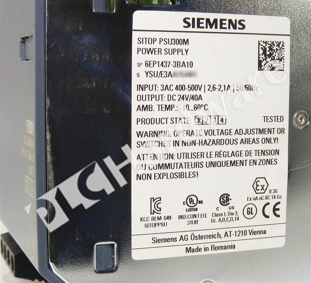 Siemens 6P1434-3BA10 Alimentatore Sitop PSU300M Ingresso 3Ph. Uscita 24VDC 20A Siemens 6P1434-3BA10 Alimentatore Sitop PSU300M Ingresso 3Ph. Uscita 24VDC 20A