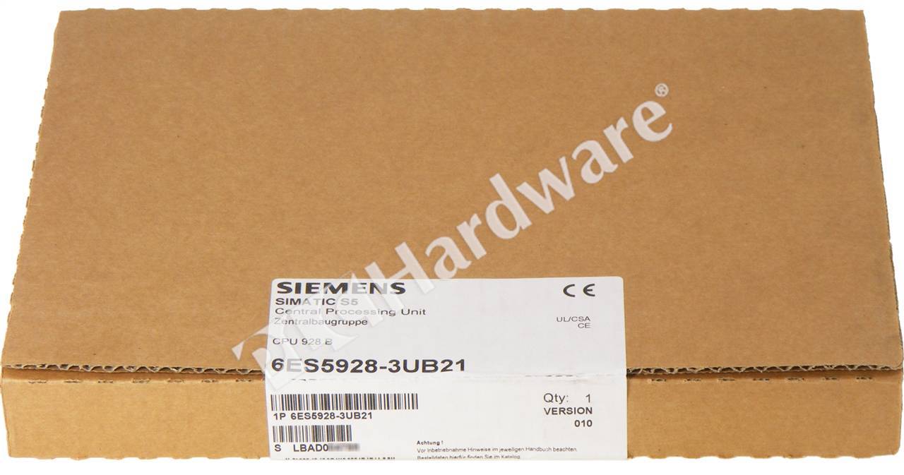 PLC Hardware: Siemens 6ES5928-3UB21 SIMATIC S5-135U CPU 928B Processor, 46KB