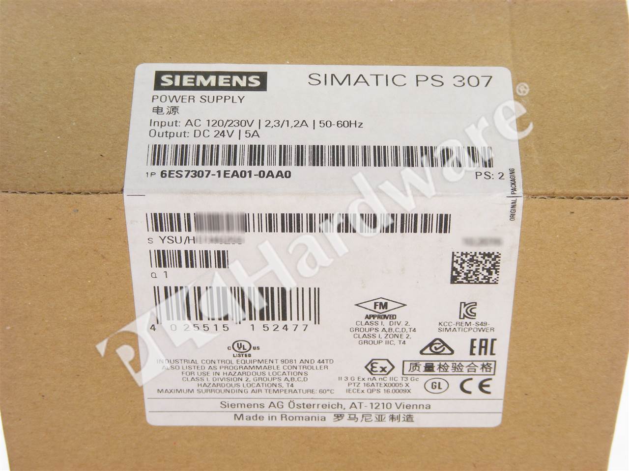 #2477-Siemens 6ES7 307-1EA01-0AA0 6ES73071EA010AA0 New In Box 
