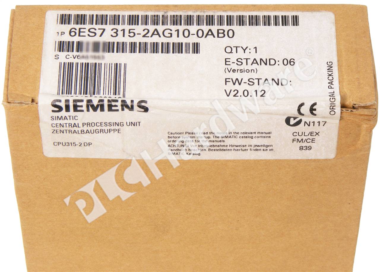 New Siemens 6ES7 315-2AG10-0AB0 PLC Module - 6ES7315-2AG10-0AB0 In Box