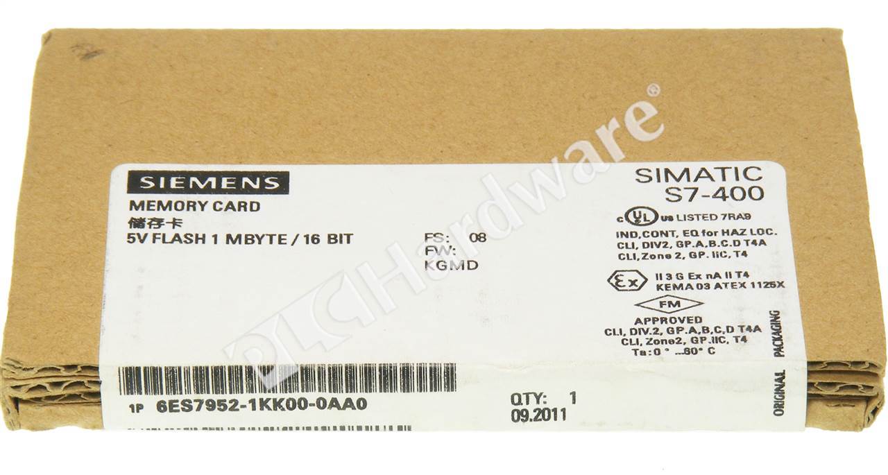 SIEMENS Flash Memory Card 1MB - 6ES7 952-1KK00-0AA0 SIEMENS Flash Memory Card 1MB - 6ES7 952-1KK00-0AA0